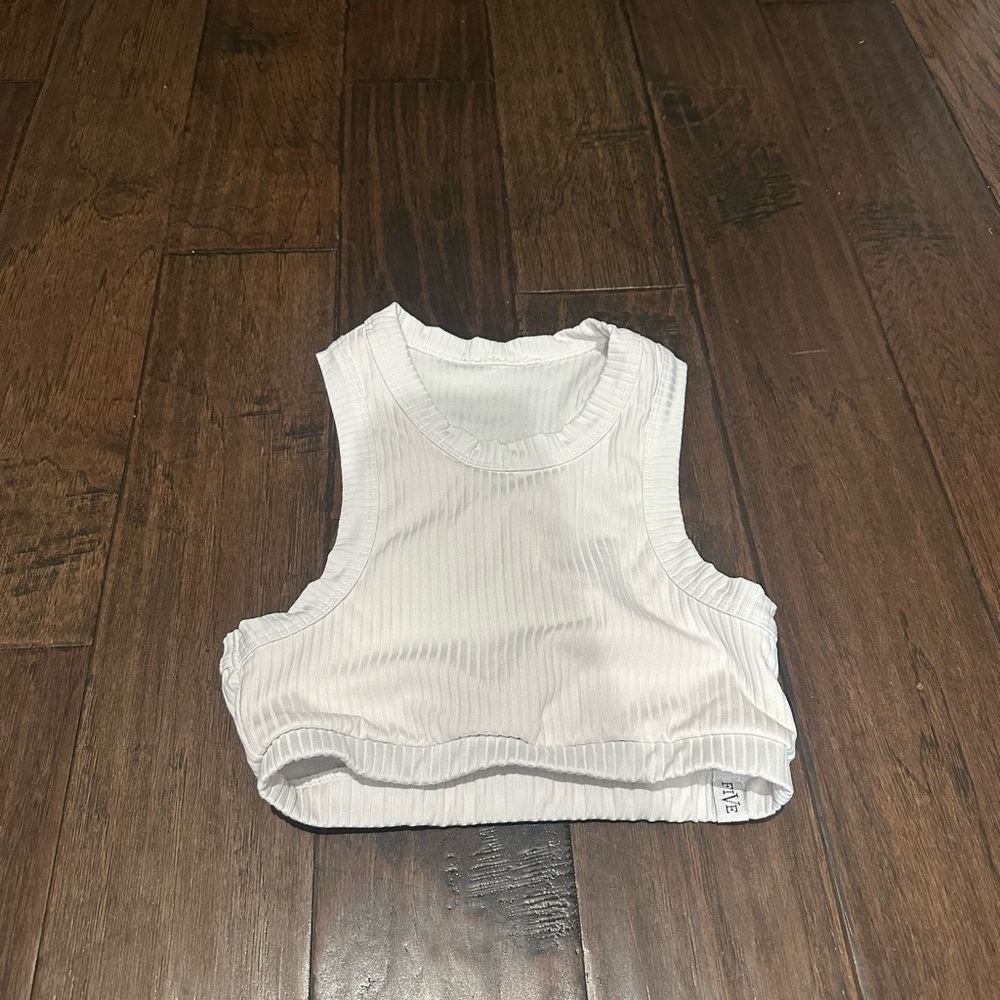 White Ribbed Crop Top